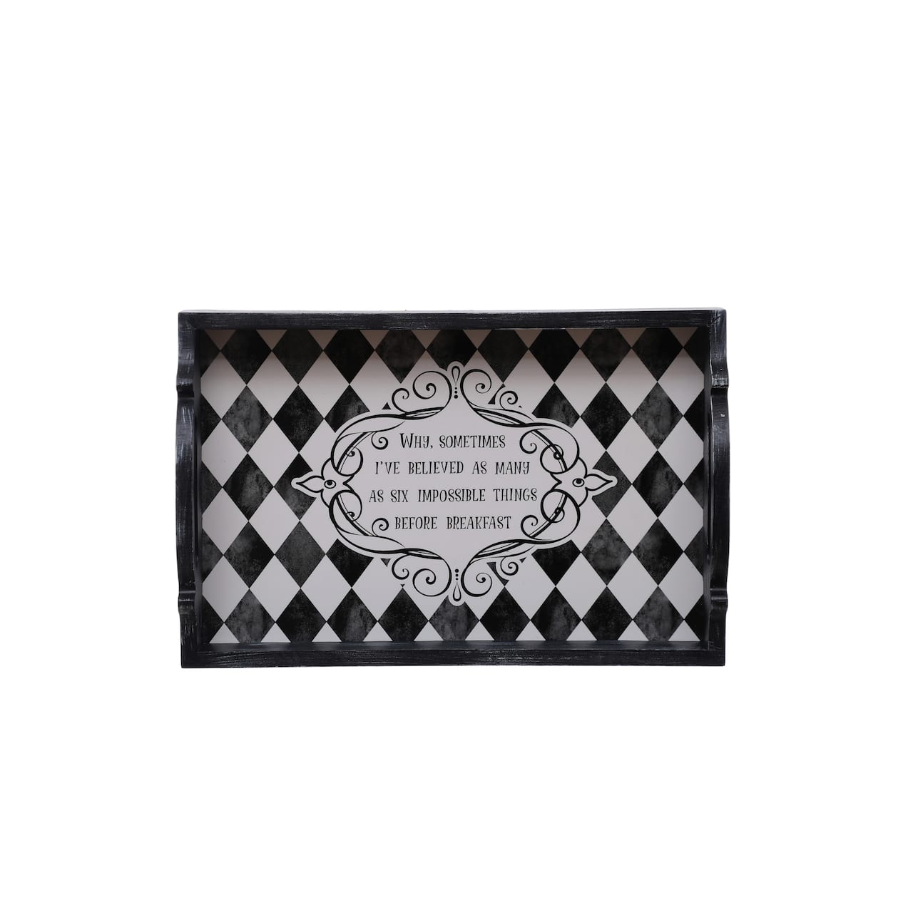 11.75" Diamond Checkered 6 Impossible Things Decorative Tray by Ashland®
